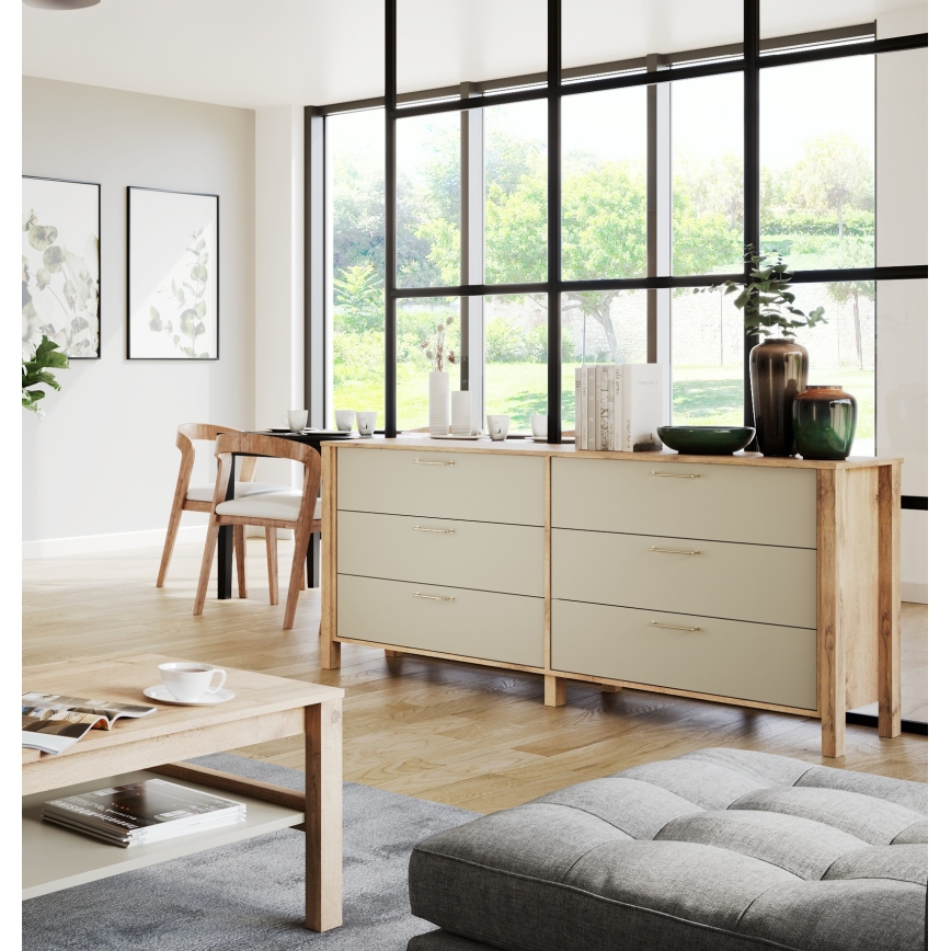 Cassettiera MENTA 170x81x47 cm rovere wotan/grigio