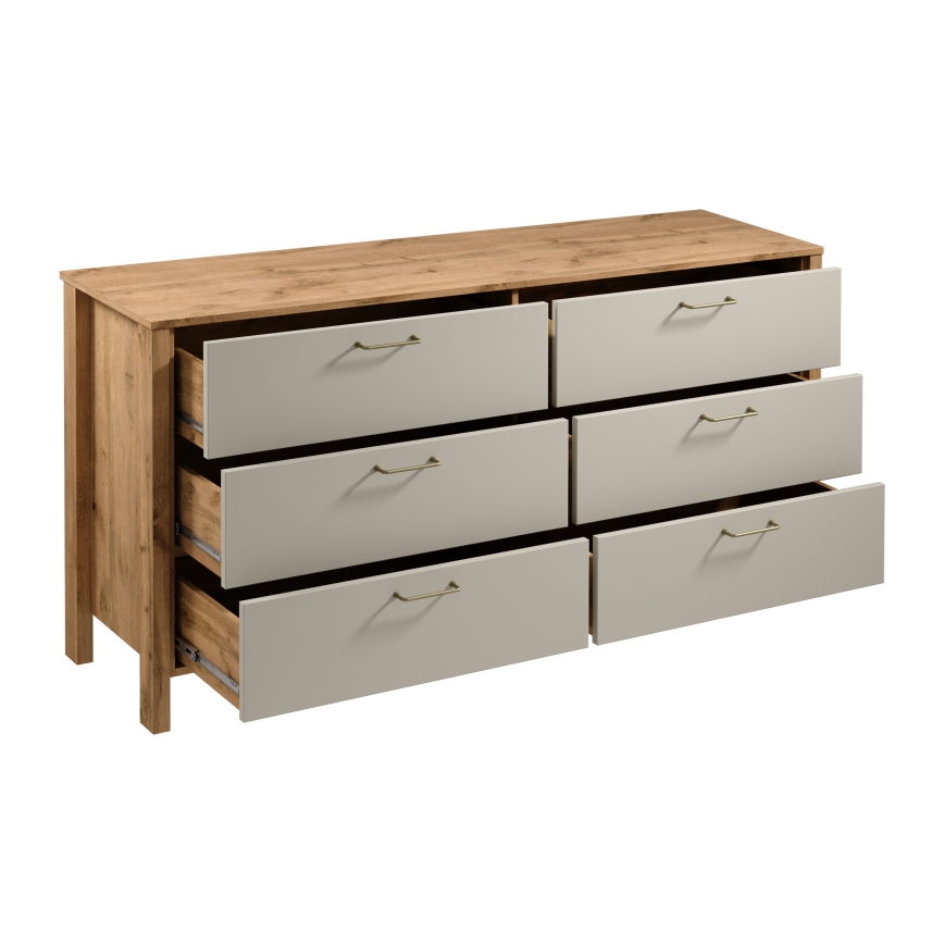 Cassettiera MENTA 170x81x47 cm rovere wotan/grigio