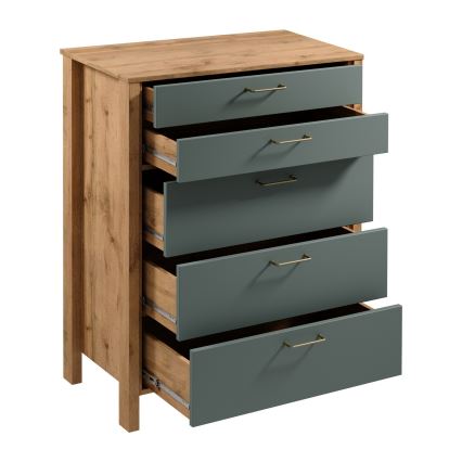 Cassettiera MENTA 90x108x47 cm rovere wotan/verde