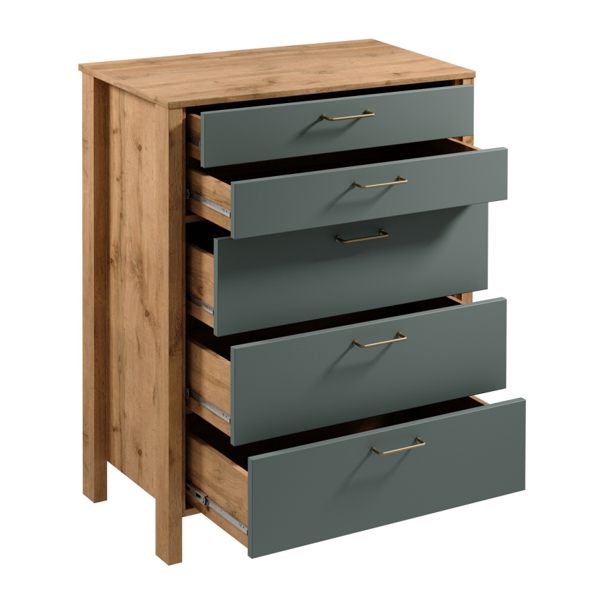 Cassettiera MENTA 90x108x47 cm rovere wotan/verde