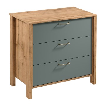 Cassettiera MENTA 90x81x47 cm rovere wotan/verde