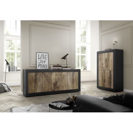 Cassettiera NERILA nero/marrone