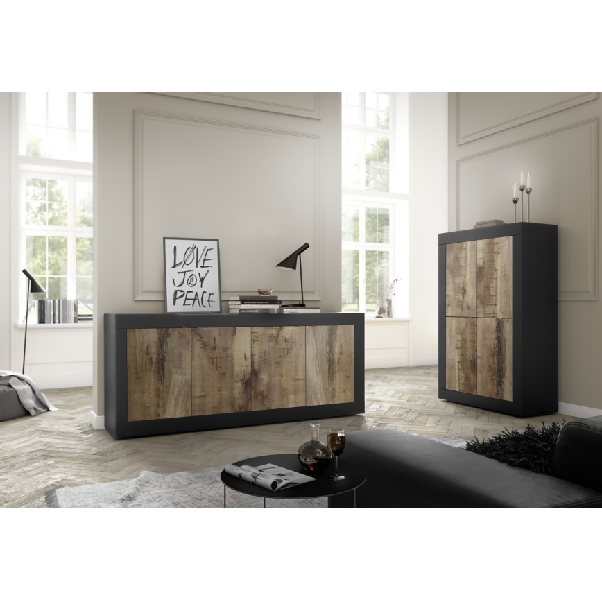 Cassettiera NERILA nero/marrone