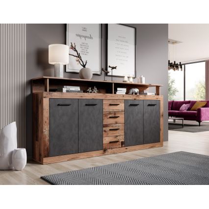 Cassettiera RUNA 190x96x32 cm marrone scuro/antracite