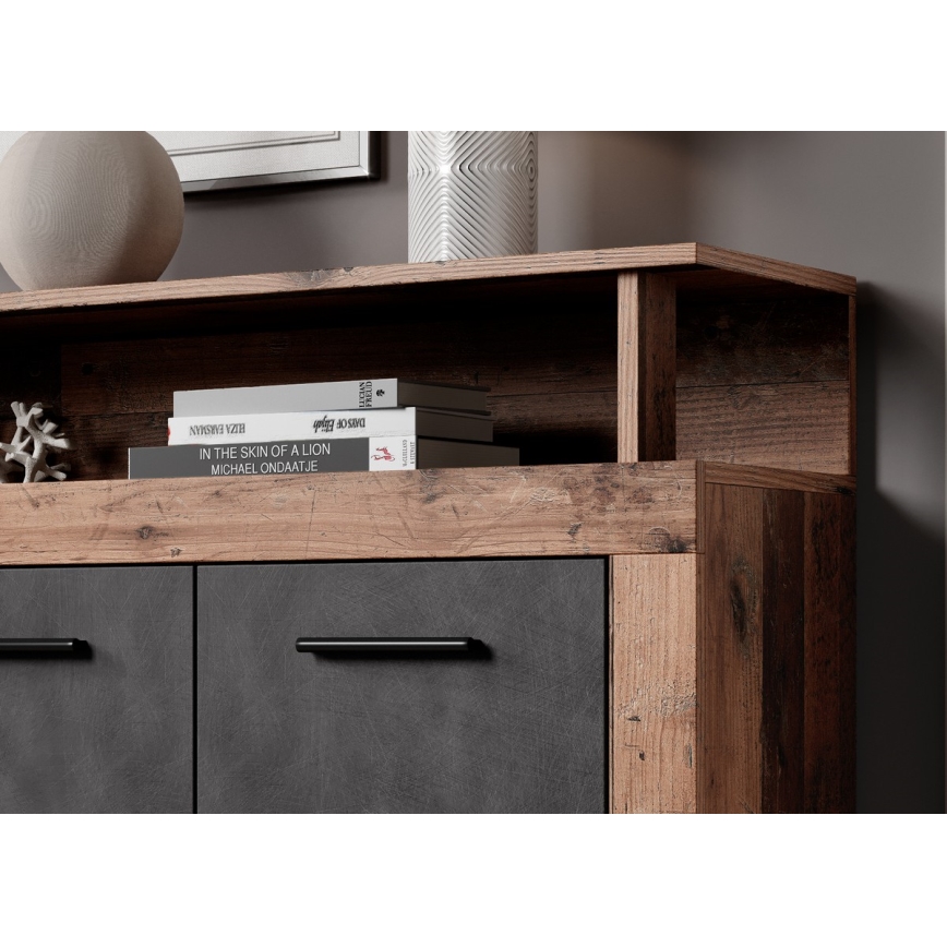 Cassettiera RUNA 190x96x32 cm marrone scuro/antracite