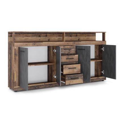 Cassettiera RUNA 190x96x32 cm marrone scuro/antracite