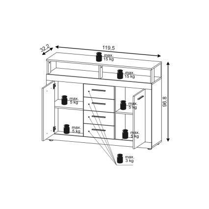 Cassettiera RUNA marrone chiaro/antracite