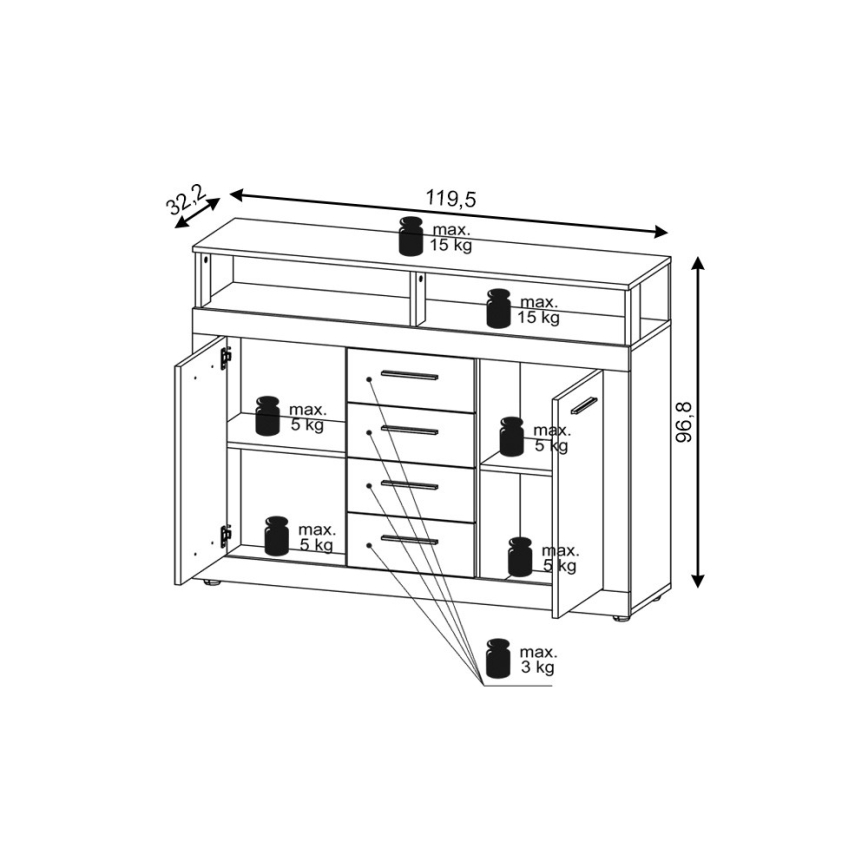 Cassettiera RUNA marrone chiaro/antracite