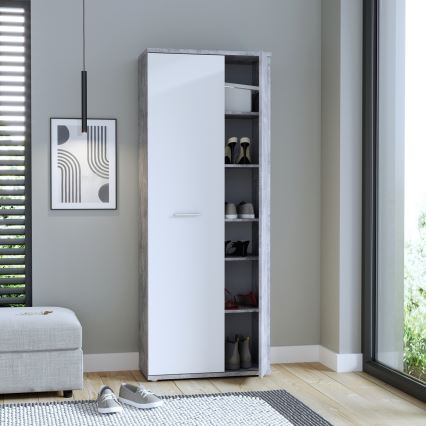 Cassettiera/Scarpiera SIMO bianco/grigio effetto cemento