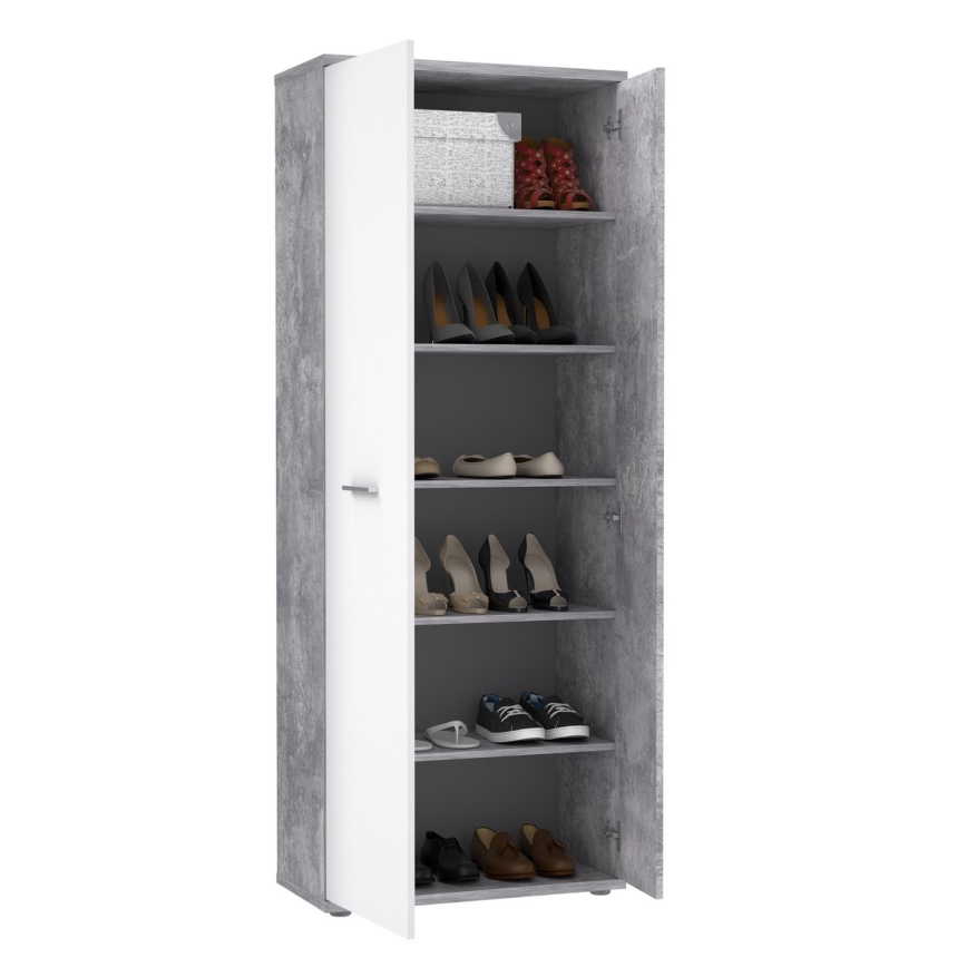 Cassettiera/Scarpiera SIMO bianco/grigio effetto cemento