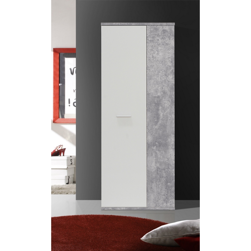 Cassettiera/Scarpiera SIMO bianco/grigio effetto cemento
