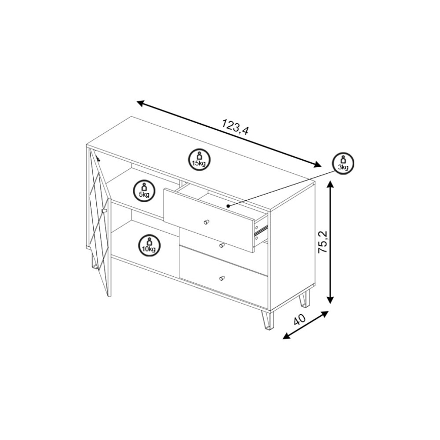 Cassettiera SULA rovere artisan/bianco