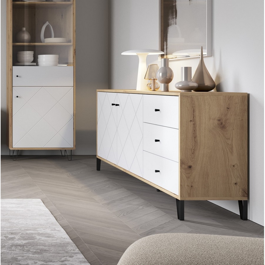 Cassettiera SULA rovere artisan/bianco