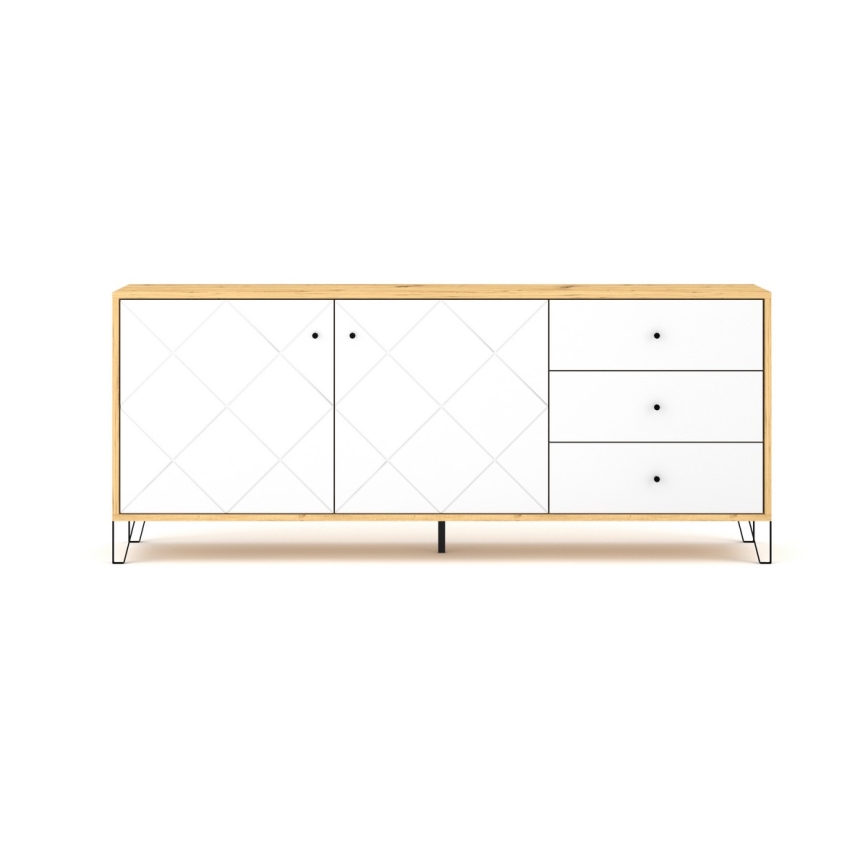 Cassettiera SULA rovere artisan/bianco