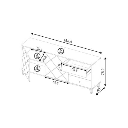 Cassettiera SULA rovere artisan/bianco