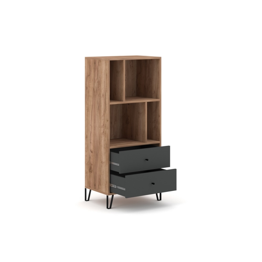 Cassettiera SULA rovere craft/nera