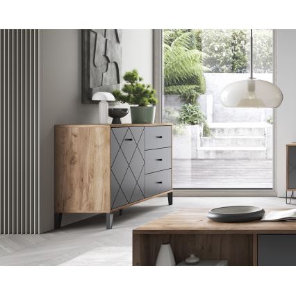 Cassettiera SULA rovere craft/nero