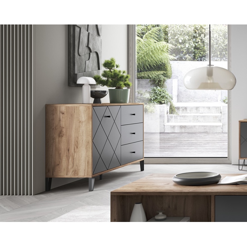 Cassettiera SULA rovere craft/nero