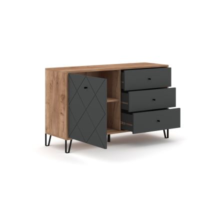 Cassettiera SULA rovere craft/nero