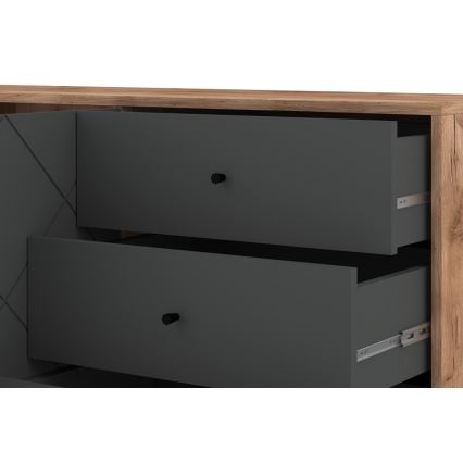 Cassettiera SULA rovere craft/nero