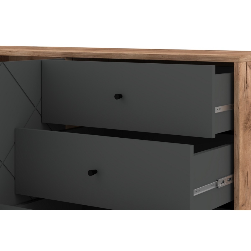 Cassettiera SULA rovere craft/nero