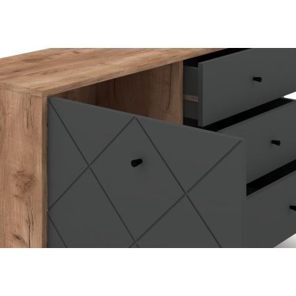 Cassettiera SULA rovere craft/nero