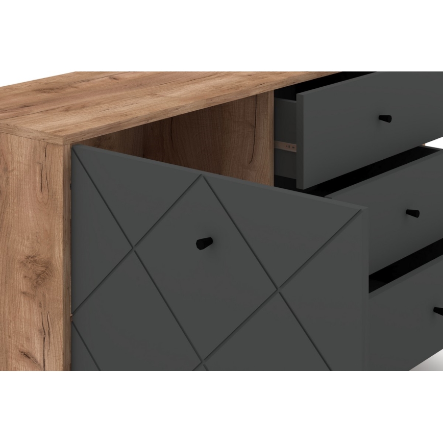 Cassettiera SULA rovere craft/nero