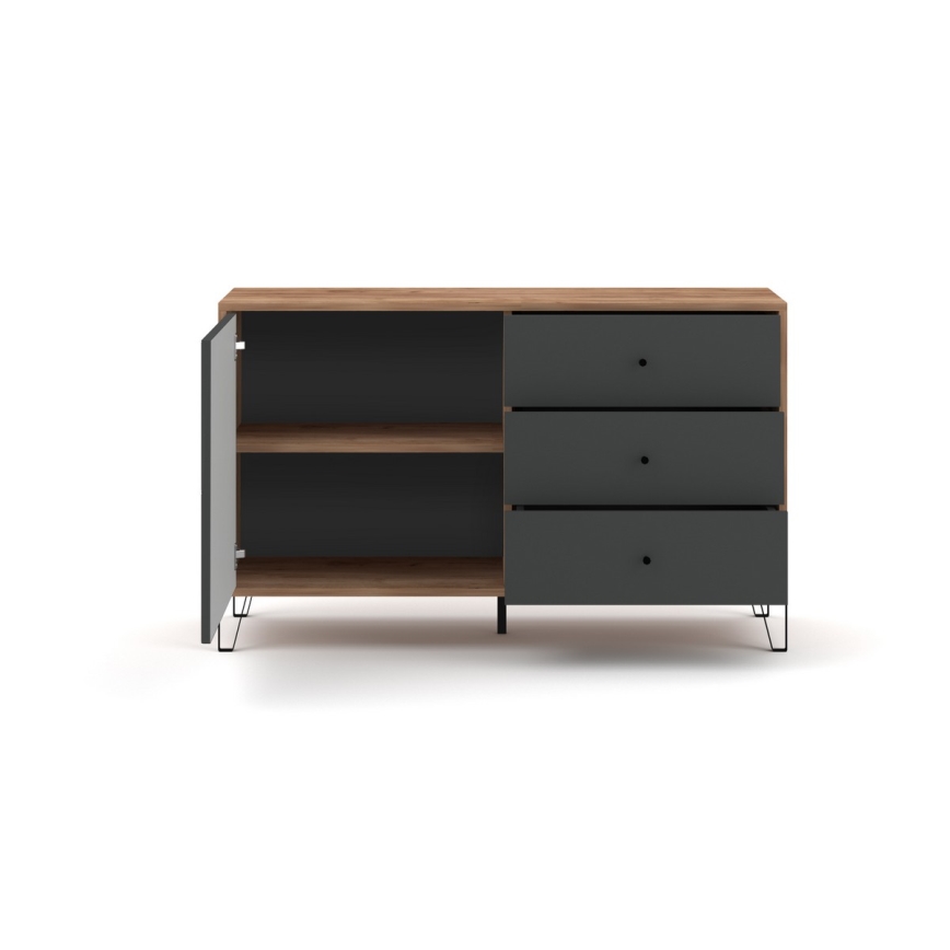 Cassettiera SULA rovere craft/nero