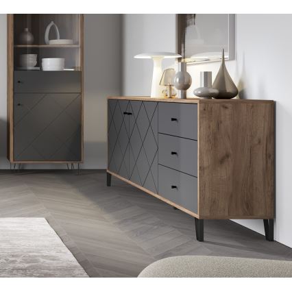 Cassettiera SULA rovere craft/nero
