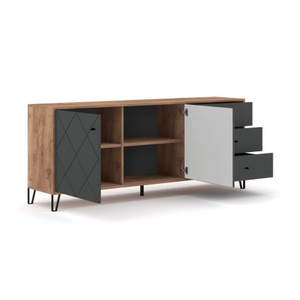 Cassettiera SULA rovere craft/nero