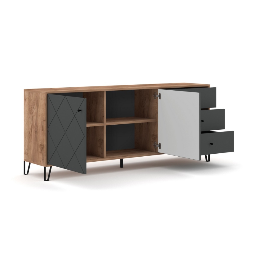 Cassettiera SULA rovere craft/nero
