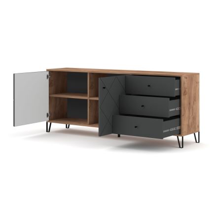 Cassettiera SULA rovere craft/nero
