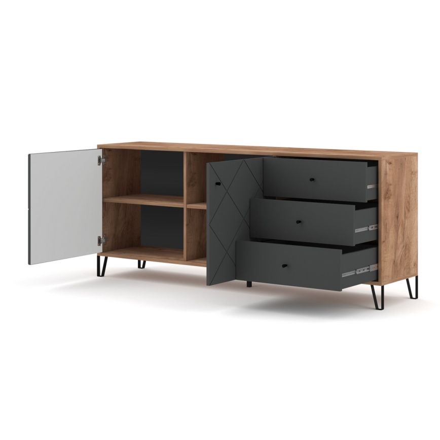 Cassettiera SULA rovere craft/nero
