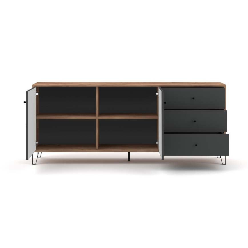 Cassettiera SULA rovere craft/nero