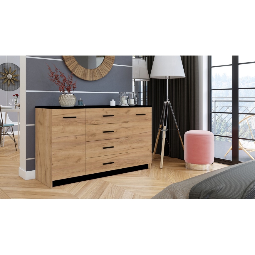 Comò TAYLER rovere craft/nero