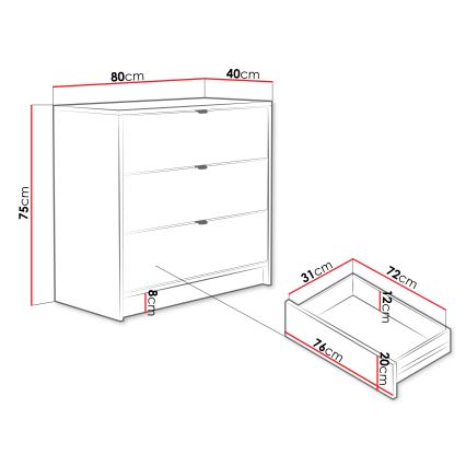Cassettiera TIRENO 75x80 cm beige