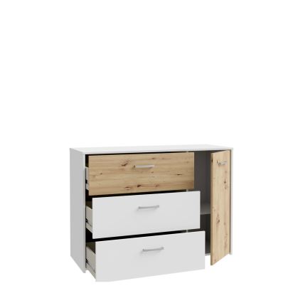 Cassettiera URO, rovere artisan/bianco