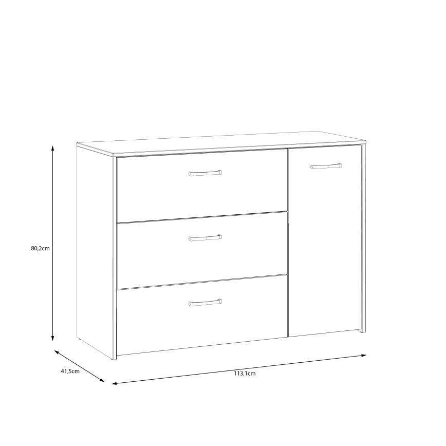 Cassettiera URO, rovere artisan/bianco