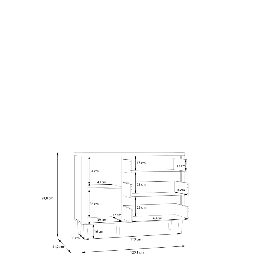 Cassettiera VIRO a cassetti, marrone/beige