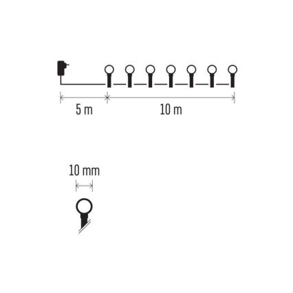 Catena da esterno LED RGB Natale 96xLED/64 modalità 15m IP44 + telecomando