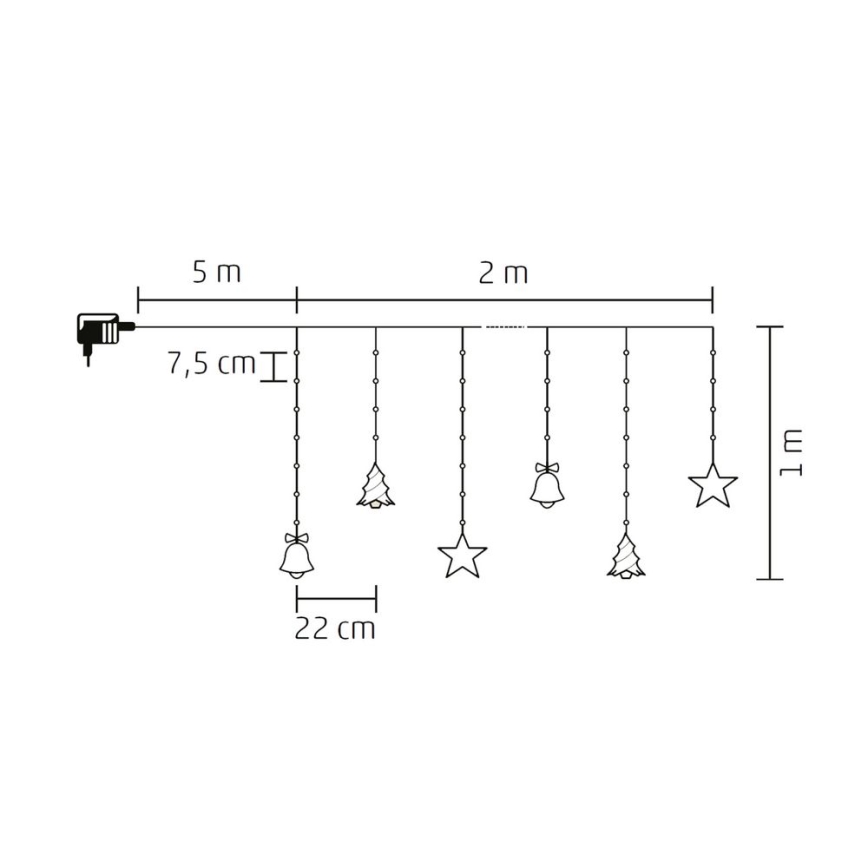 Catena da esterno natalizia a LED 186xLED 7m IP44 bianco freddo