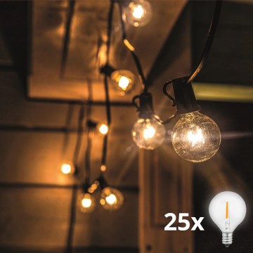 Catena decorativa a LED per esterni GIRLANDA 25xE12 20m IP44 bianco caldo