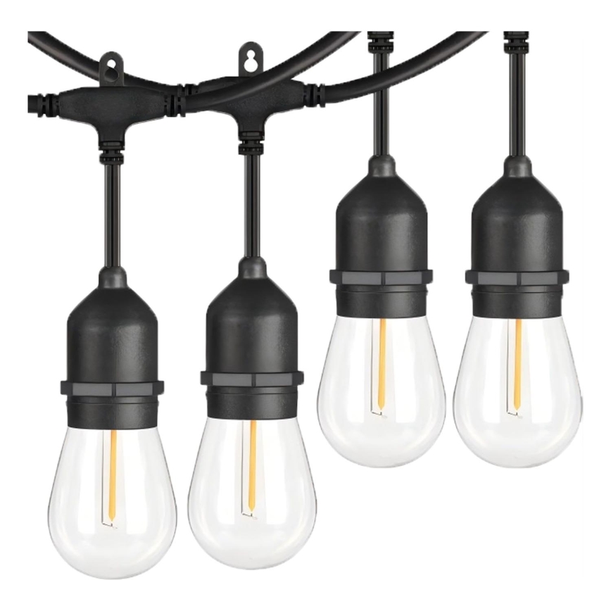 Catena decorativa da esterno LED 20xE27/1W/230V 20 m IP65 nero