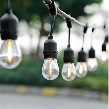Catena decorativa da esterno LED 20xE27/1W/230V 20 m IP65 nero