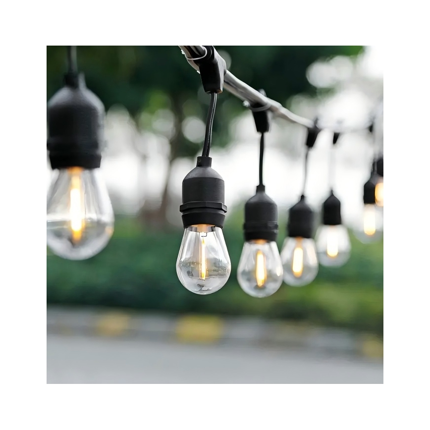 Catena decorativa da esterno LED 20xE27/1W/230V 20 m IP65 nero