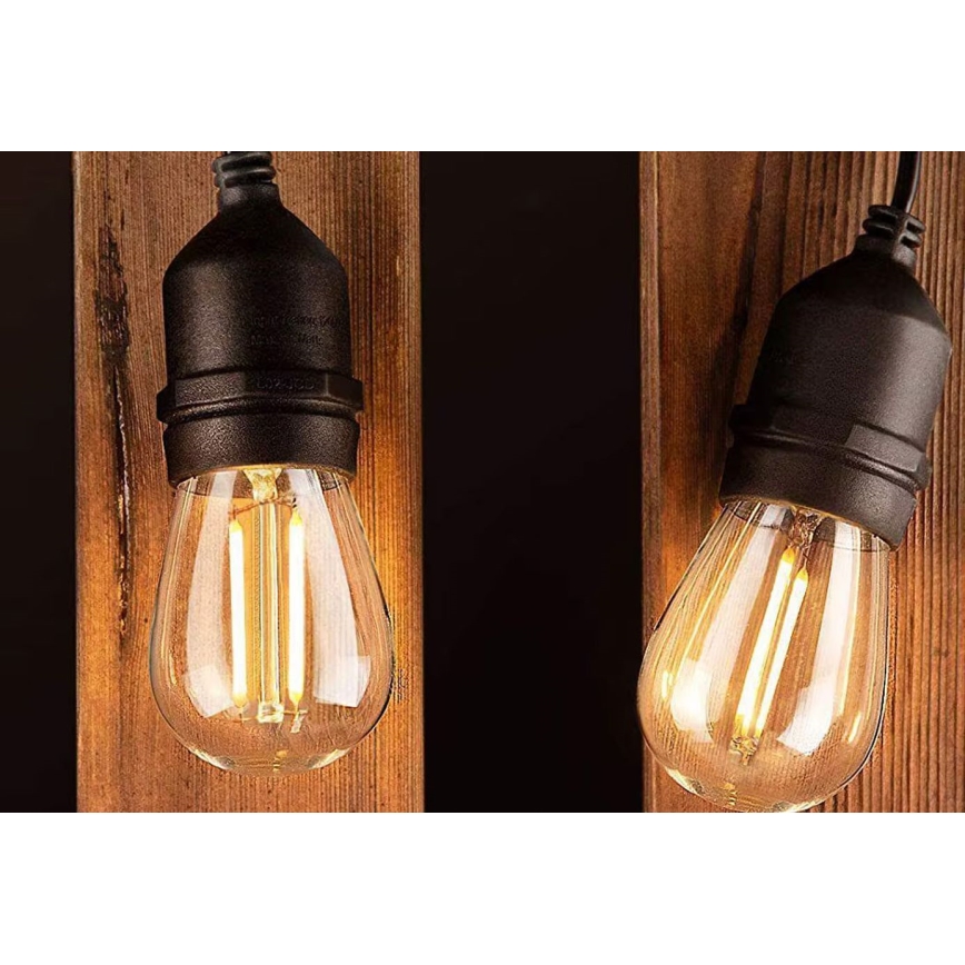 Catena decorativa da esterno LED 20xE27/1W/230V 20 m IP65 nero