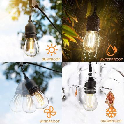 Catena decorativa da esterno LED 20xE27/1W/230V 20 m IP65 nero