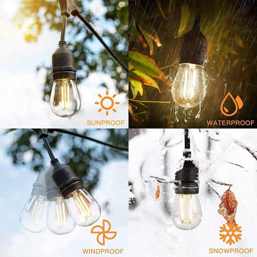 Catena decorativa da esterno LED 20xE27/1W/230V 20 m IP65 nero
