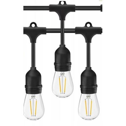 Catena decorativa da esterno LED 20xE27/1W/230V 20 m IP65 nero