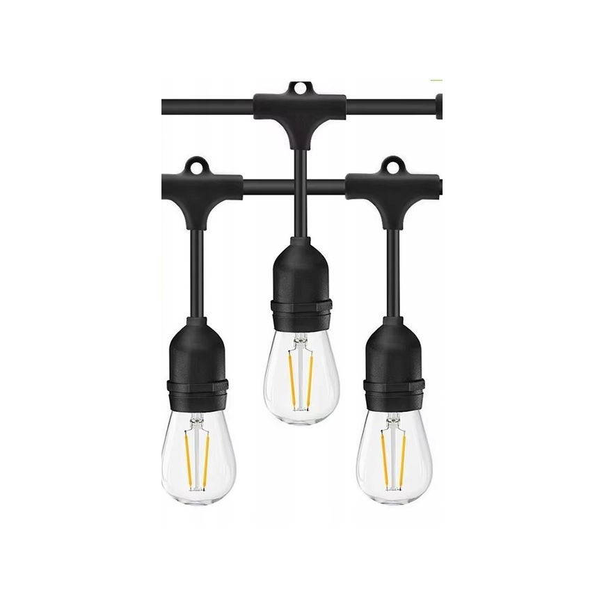 Catena decorativa da esterno LED 20xE27/1W/230V 20 m IP65 nero